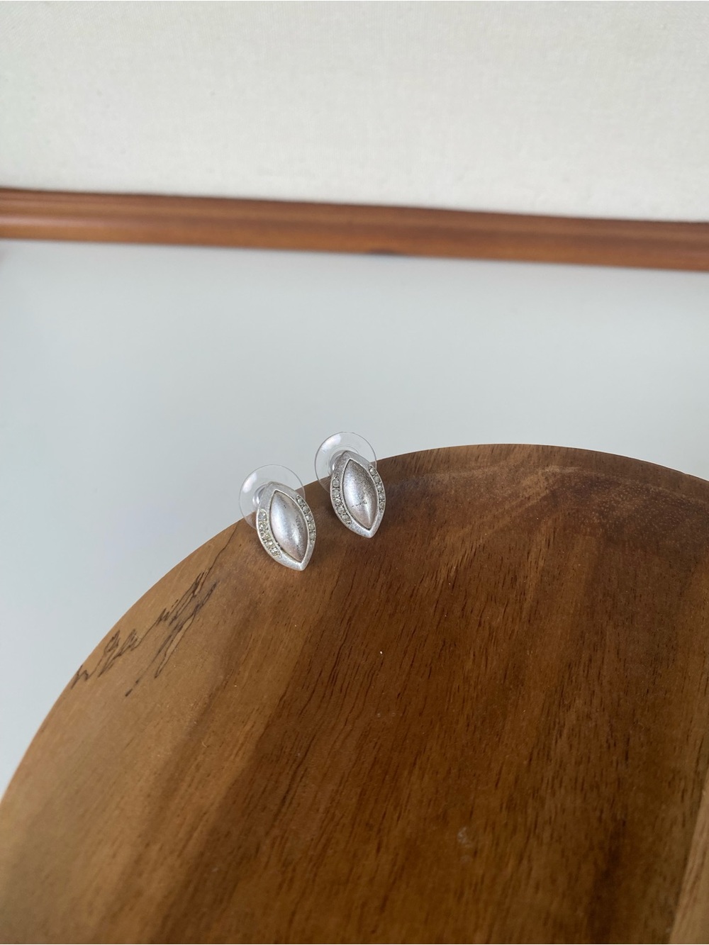 4/$15 Matte Silver Marquise Stud Earrings